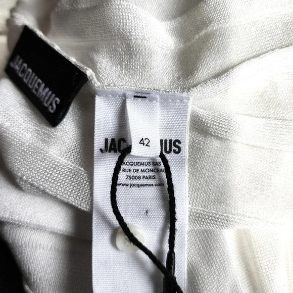 Jacquemus Size 10‎ Womens Off Shoulder Button Front Knit Shirt Dress White $600